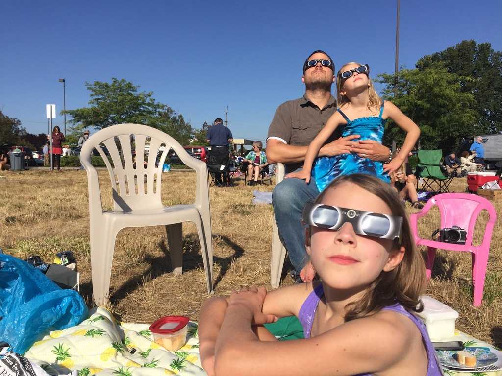 my family watching the eclipse