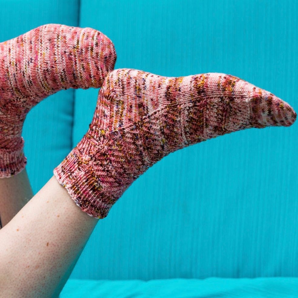 pee dee queue socks showing patterning